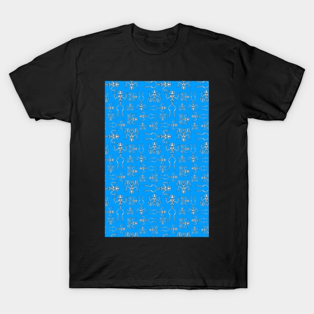 frog skeletons on blue T-Shirt by B0red